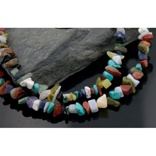 Large Certified Authentic 2 Strand Navajo .925 Sterling Silver Multicolor Natural Stone Native American Necklace 390642624449 Large Certified Authentic 2 Strand Navajo .925 Sterling Silver Multicolor Natural Stone Native American Necklace 390642624449