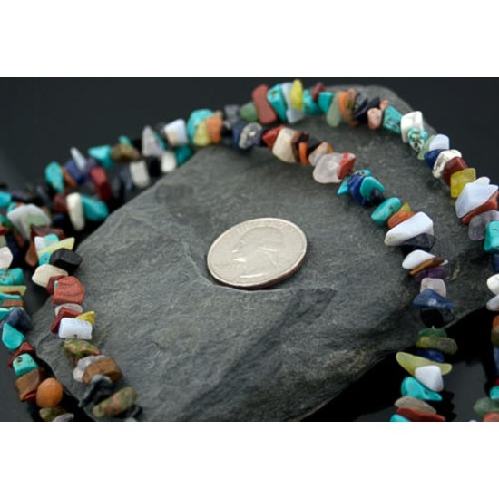 Large Certified Authentic 2 Strand Navajo .925 Sterling Silver Multicolor Natural Stone Native American Necklace 390642624449 Large Certified Authentic 2 Strand Navajo .925 Sterling Silver Multicolor Natural Stone Native American Necklace 390642624449