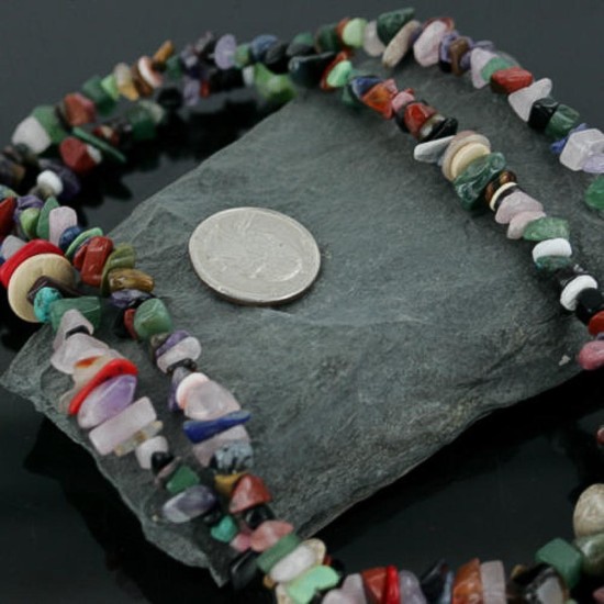 Large Certified Authentic 2 Strand Navajo .925 Sterling Silver Multicolor Stones Native American Necklace 15501-174 Large Certified Authentic 2 Strand Navajo .925 Sterling Silver Multicolor Stones Native American Necklace 15501-174