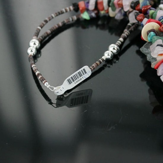 Large Certified Authentic 2 Strand Navajo .925 Sterling Silver Multicolor Stones Native American Necklace 15501-174 Large Certified Authentic 2 Strand Navajo .925 Sterling Silver Multicolor Stones Native American Necklace 15501-174
