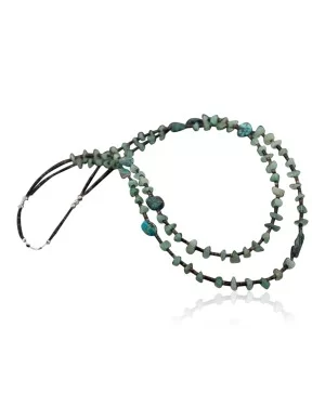 Large Certified Authentic 2 Strand Navajo .925 Sterling Silver Natural Turquoise and Jade Native American Necklace 390618542389