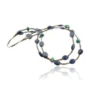Large Certified Authentic 2 Strand Navajo Native .925 Sterling Silver Lapis and Magnesite Native American Multi Strand Necklace 370794600549
