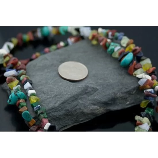 Large Certified Authentic 2 Strand Navajo Native .925 Sterling Silver Multicolor Natural Stone Native American Necklace 15501-7 Large Certified Authentic 2 Strand Navajo Native .925 Sterling Silver Multicolor Natural Stone Native American Necklace 15501-7