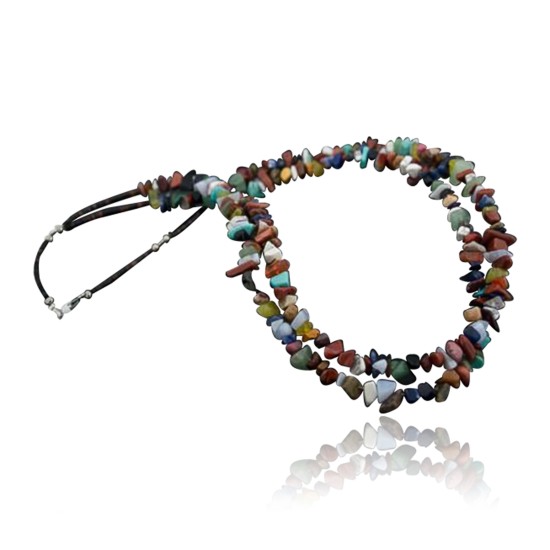 Large Certified Authentic 2 Strand Navajo Native .925 Sterling Silver Multicolor Stones Native American Necklace 15501-123 Large Certified Authentic 2 Strand Navajo Native .925 Sterling Silver Multicolor Stones Native American Necklace 15501-123
