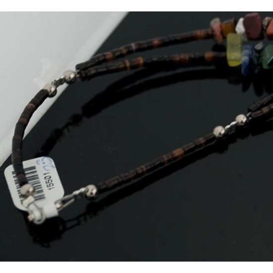 Large Certified Authentic 2 Strand Navajo Native .925 Sterling Silver Multicolor Stones Native American Necklace 15501-123 Large Certified Authentic 2 Strand Navajo Native .925 Sterling Silver Multicolor Stones Native American Necklace 15501-123
