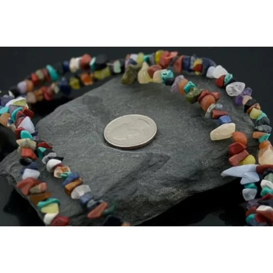 Large Certified Authentic 2 Strand Navajo Native .925 Sterling Silver Multicolor Stones Native American Necklace 15501-22 Large Certified Authentic 2 Strand Navajo Native .925 Sterling Silver Multicolor Stones Native American Necklace 15501-22
