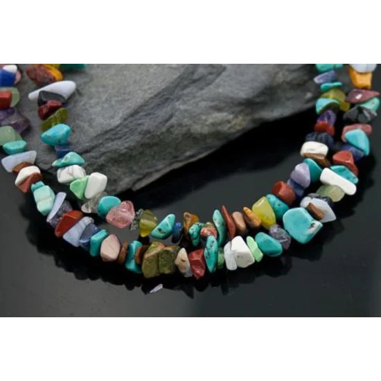 Large Certified Authentic 2 Strand Navajo Native .925 Sterling Silver Multicolor Stones Native American Necklace 390612828686