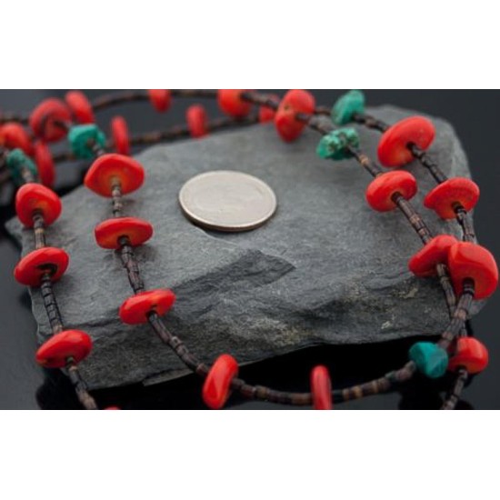 Large Certified Authentic 2 Strand Navajo Native .925 Sterling Silver Turquoise and Coral Native American Necklace 370804674116 Large Certified Authentic 2 Strand Navajo Native .925 Sterling Silver Turquoise and Coral Native American Necklace 370804674116