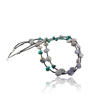 Large Certified Authentic 2 Strand Navajo Native .925 Sterling Silver Turquoise, LAPIS Native American Necklace 390574644355