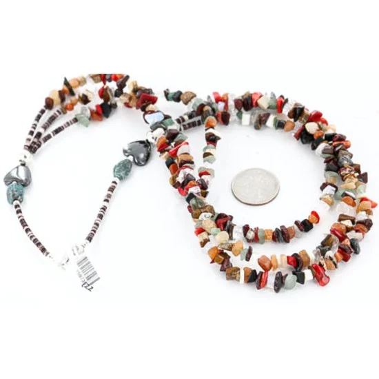 Large Certified Authentic 3 Strand Navajo .925 Sterling Silver Multicolor Natural Stone 122 Native American Necklace 371062918948 Large Certified Authentic 3 Strand Navajo .925 Sterling Silver Multicolor Natural Stone 122 Native American Necklace 371062918948
