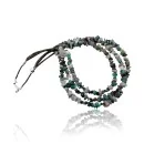 Large Certified Authentic 3 Strand Navajo .925 Sterling Silver Multicolor Stones Native American Necklace 1530-3