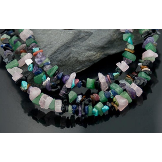 Large Certified Authentic 3 Strand Navajo .925 Sterling Silver Multicolor Stones Native American Necklace 1530-3 Large Certified Authentic 3 Strand Navajo .925 Sterling Silver Multicolor Stones Native American Necklace 1530-3