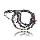 Large Certified Authentic 3 Strand Navajo .925 Sterling Silver Multicolor Stones Native American Necklace 15795-4