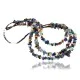 Large Certified Authentic 3 Strand Navajo .925 Sterling Silver Multicolor Stones Native American Necklace 15795-7