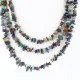 Large Certified Authentic 3 Strand Navajo .925 Sterling Silver Multicolor Stones Native American Necklace 15795-7