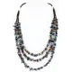 Large Certified Authentic 3 Strand Navajo .925 Sterling Silver Multicolor Stones Native American Necklace 15795-7
