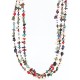 Large Certified Authentic 3 Strand Navajo .925 Sterling Silver Multicolor Stones Native American Necklace 15856-102