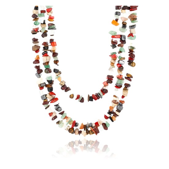 Large Certified Authentic 3 Strand Navajo .925 Sterling Silver Multicolor Stones Native American Necklace 15863-3 Large Certified Authentic 3 Strand Navajo .925 Sterling Silver Multicolor Stones Native American Necklace 15863-3