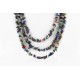 Large Certified Authentic 3 Strand Navajo .925 Sterling Silver Multicolor Stones Native American Necklace 370989782913