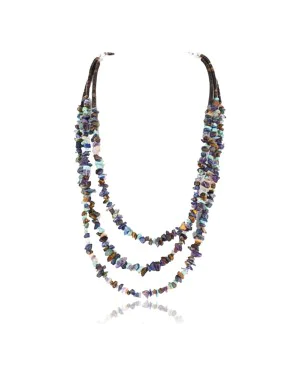 Large Certified Authentic 3 Strand Navajo .925 Sterling Silver Multicolor Stones Native American Necklace 370991281528