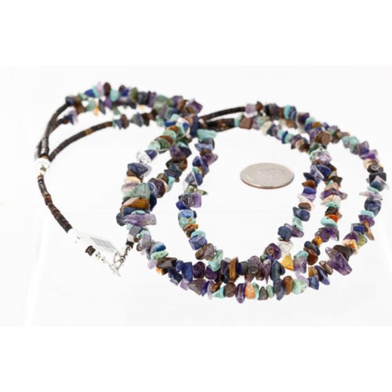 Large Certified Authentic 3 Strand Navajo .925 Sterling Silver Multicolor Stones Native American Necklace 370991281528 Large Certified Authentic 3 Strand Navajo .925 Sterling Silver Multicolor Stones Native American Necklace 370991281528