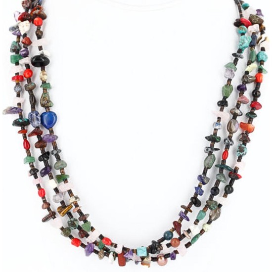 Large Certified Authentic 3 Strand Navajo .925 Sterling Silver Multicolor Stones Native American Necklace 371018535783 Large Certified Authentic 3 Strand Navajo .925 Sterling Silver Multicolor Stones Native American Necklace 371018535783