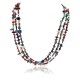 Large Certified Authentic 3 Strand Navajo .925 Sterling Silver Multicolor Stones Native American Necklace 371018535783