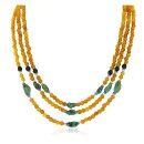Large Certified Authentic 3 Strand Navajo .925 Sterling Silver Turquoise Onyx and Yellow Agate Native American Necklace 750162
