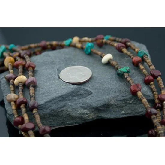 Large Certified Authentic 3 Strand Navajo Native .925 Sterling Silver Multicolor Stones Native American Necklace 370814838833 Large Certified Authentic 3 Strand Navajo Native .925 Sterling Silver Multicolor Stones Native American Necklace 370814838833