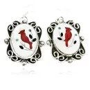 Large Certified Authentic Bird Navajo .925 Sterling Silver Dangle Native American Earrings Inlaid Natural Turquoise Black Onyx Coral Mother of Pearl 18095-3