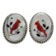 Large Certified Authentic Bird Navajo .925 Sterling Silver Inlaid Natural Turquoise Black Onyx Coral Mother of Pearl Native American Post Earrings 18095-10