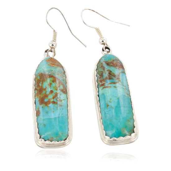 Large Certified Authentic Handmade Navajo .925 Sterling Silver Natural Turquoise Dangle Native American Dangle Earrings 27193-1 All Products NB151225231830 27193-1 (by LomaSiiva)