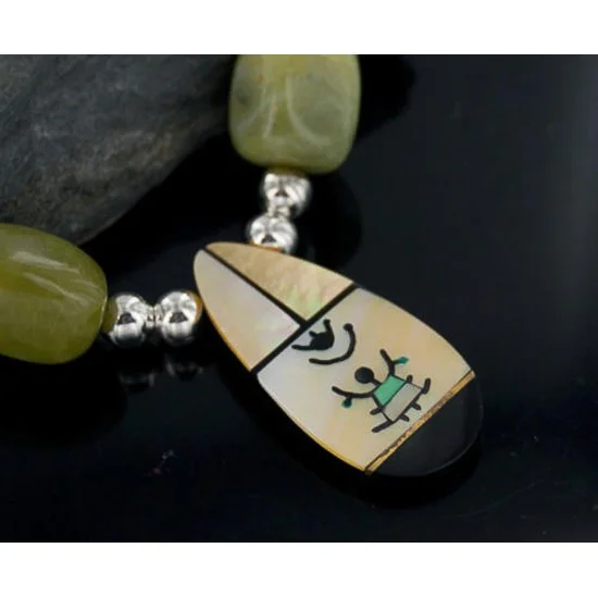 Large Certified Authentic Navajo .925 Sterling Silver Black Onyx Agate Native American Necklace 15213-24