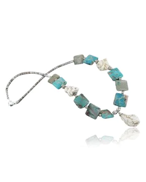 Large Certified Authentic Navajo .925 Sterling Silver Magnesite & Jasper Native American Necklace 390667079828