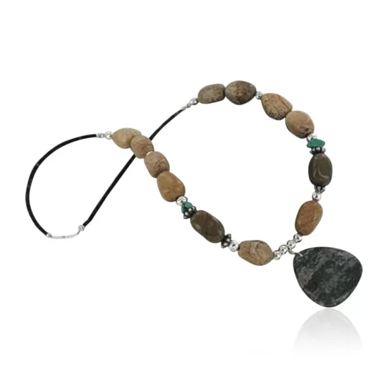 Large Certified Authentic Navajo .925 Sterling Silver Natural Boulder Turquoise Jasper Native American Necklace 15432-7 Large Certified Authentic Navajo .925 Sterling Silver Natural Boulder Turquoise Jasper Native American Necklace 15432-7