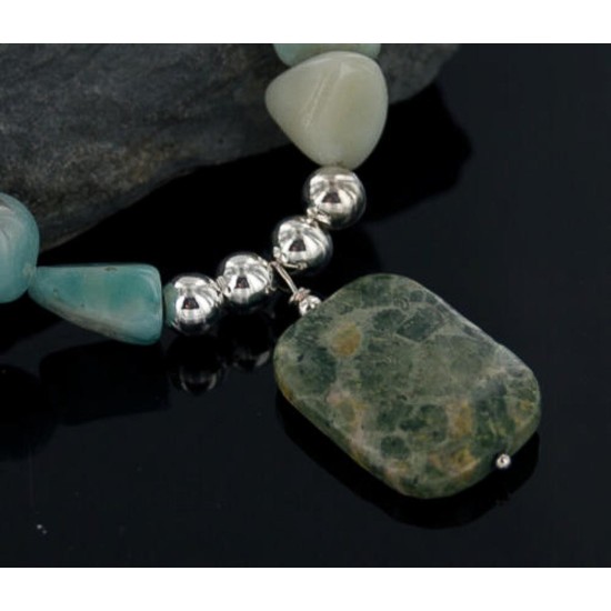 Large Certified Authentic Navajo .925 Sterling Silver Natural Turquoise Agate Jasper Native American Necklace 370888238961