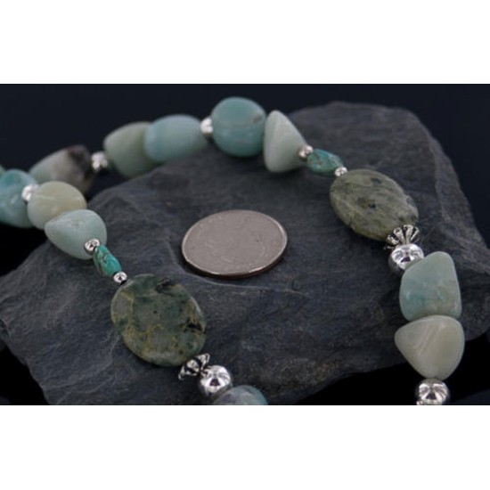 Large Certified Authentic Navajo .925 Sterling Silver Natural Turquoise Agate Jasper Native American Necklace 370888238961