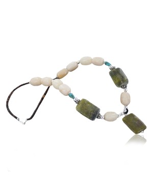 Large Certified Authentic Navajo .925 Sterling Silver Natural Turquoise Agate Native American Necklace 15760-16