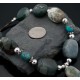 Large Certified Authentic Navajo .925 Sterling Silver Natural Turquoise and Agate Native American Necklace 15778-3