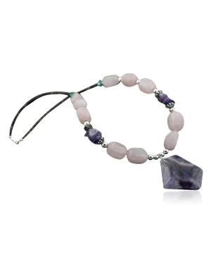 Large Certified Authentic Navajo .925 Sterling Silver Natural Turquoise and Amethyst Native American Necklace 750103-50