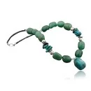 Large Certified Authentic Navajo .925 Sterling Silver Natural Turquoise and Green Jade Native American Necklace 390596280309