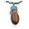 Large Certified Authentic Navajo .925 Sterling Silver Natural Turquoise and Tigers Eye Native American Necklace 370824541060