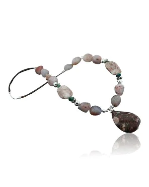 Large Certified Authentic Navajo .925 Sterling Silver Natural Turquoise Carnelian Jasper Native American Necklace 15262-33