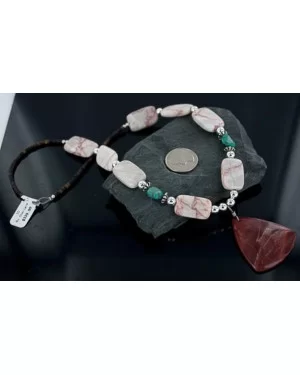 Large Certified Authentic Navajo .925 Sterling Silver Natural Turquoise Jasper Native American Necklace 370891187717