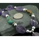 Large Certified Authentic Navajo .925 Sterling Silver Turquoise and Amethyst Native American Necklace 371130569701