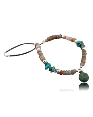 Large Certified Authentic Navajo .925 Sterling Silver Turquoise Carnelian Native American Necklace 15353-31