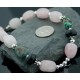Large Certified Authentic Navajo .925 Sterling Silver  Turquoise PINK Quartz Native American Necklace 7501008-45