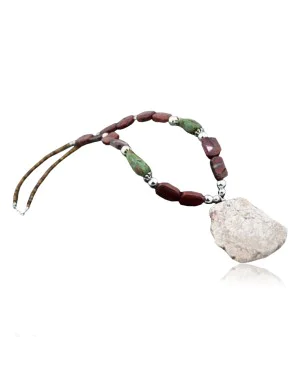 Large Certified Authentic Navajo .925 Sterling Silver White Howlite Jasper Native American Necklace 15501-4