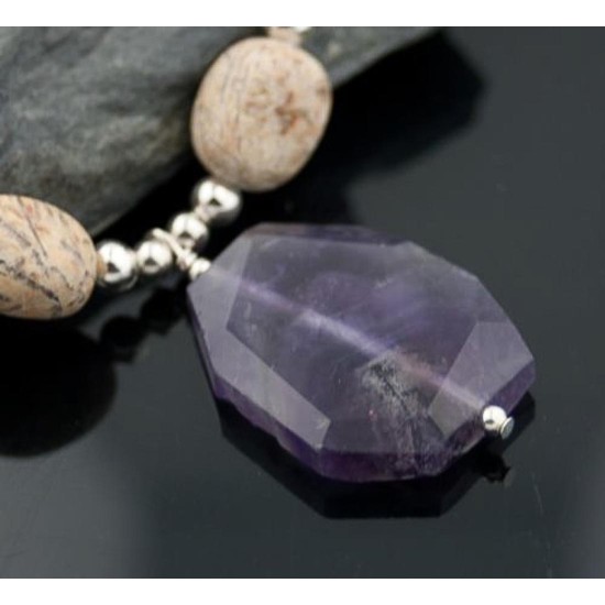 Large Certified Authentic Navajo Native .925 Sterling Silver Boulder Turquoise and Amethyst Native American Necklace 750103-62 Large Certified Authentic Navajo Native .925 Sterling Silver Boulder Turquoise and Amethyst Native American Necklace 750103-62