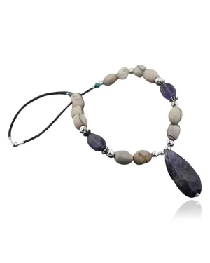 Large Certified Authentic Navajo Native .925 Sterling Silver Natural Boulder Turquoise Amethyst Native American Necklace 370843756306